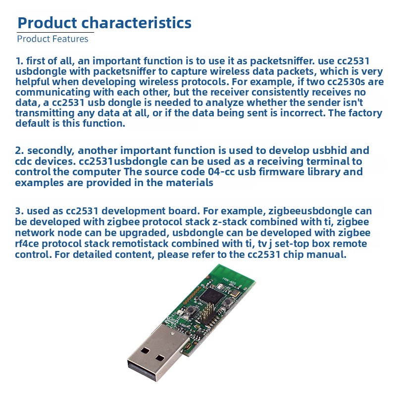 CC2531 ZigBee USB Dongle Borde - огляд і ціна Zigbee Cc2531