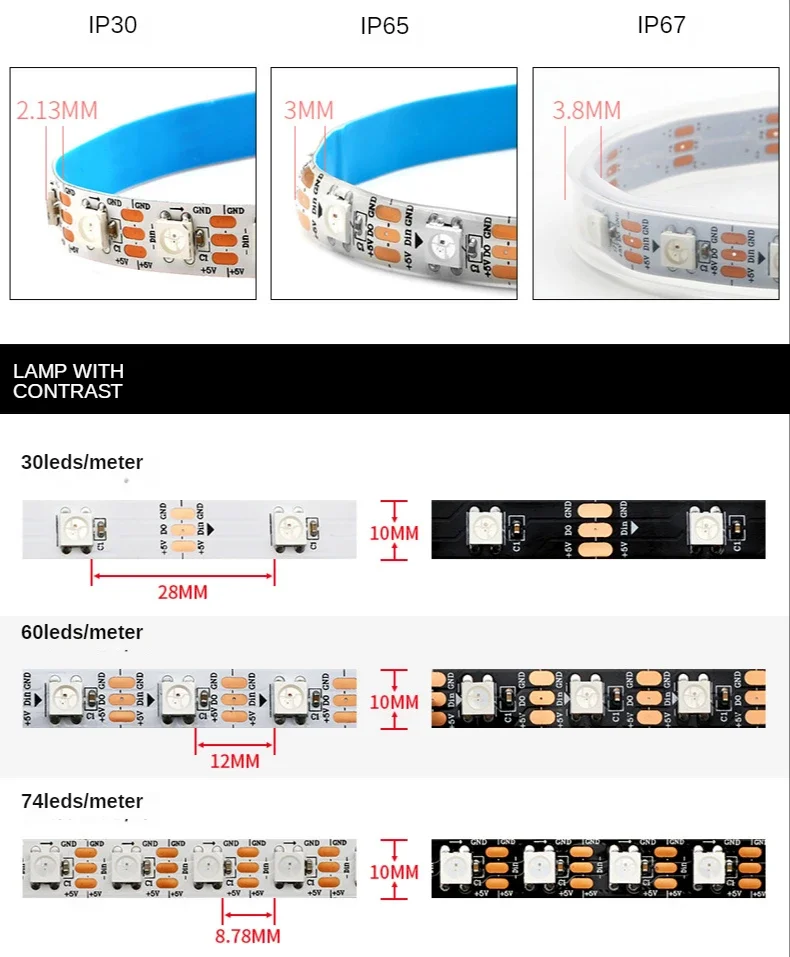 WS2812B Smart Led Strip Light  - огляд і ціна Ws2812B Strip 5V