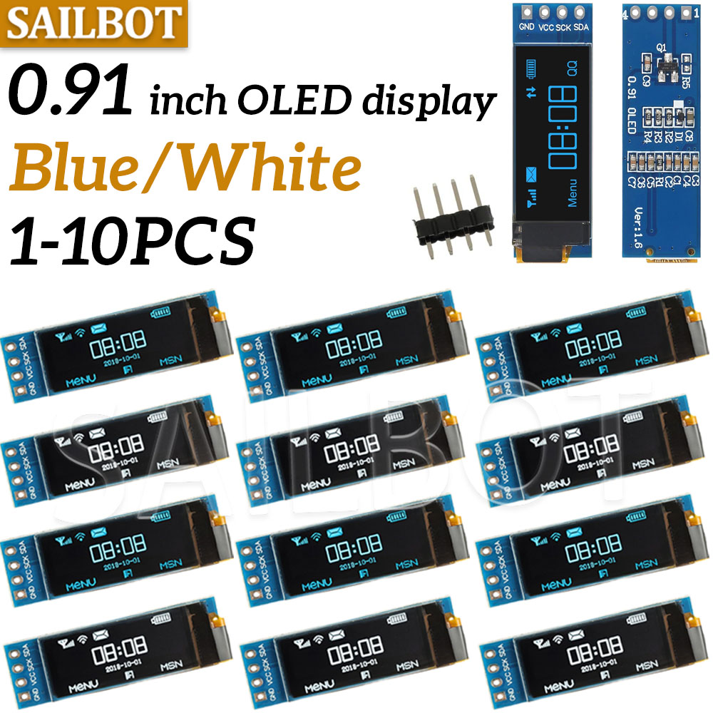 1-10PCS 0.91 inch OLED module  - огляд і ціна Ssd1306