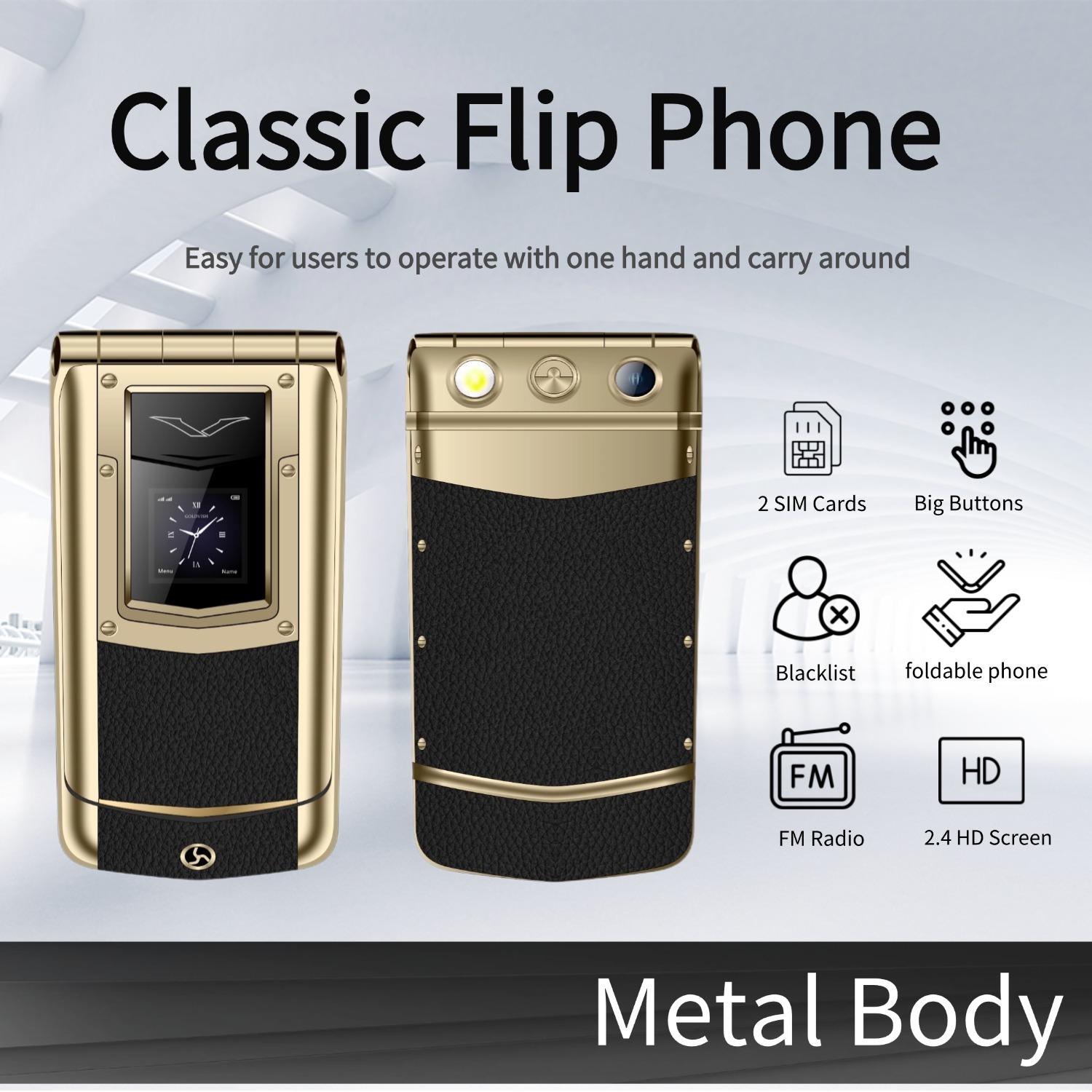 Luxury Metal Flip Phone for Me - огляд і ціна Tft Display 2.4